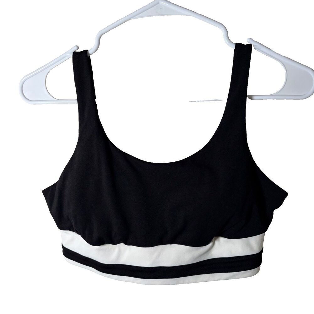Tavi Sports Bra Women's Small Black White Athletic Active Scoop Neck